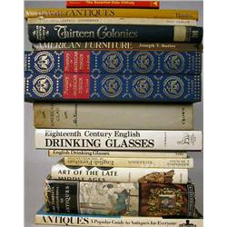 A GROUP OF BOOKS ON ANTIQUES, GLASS, AND FURNITUR