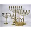 Image 1 : A GROUP OF FIVE ASSORTED CAST-BRASS MENORAHS mino