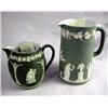 Image 1 : TWO GREEN WEDGWOOD JASPERWARE PITCHERS