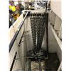 Image 2 : BLUE MOBILE WOODEN TOOL BIN WITH ASSORTED CHAINS, PRY BARS & SKID PLATES