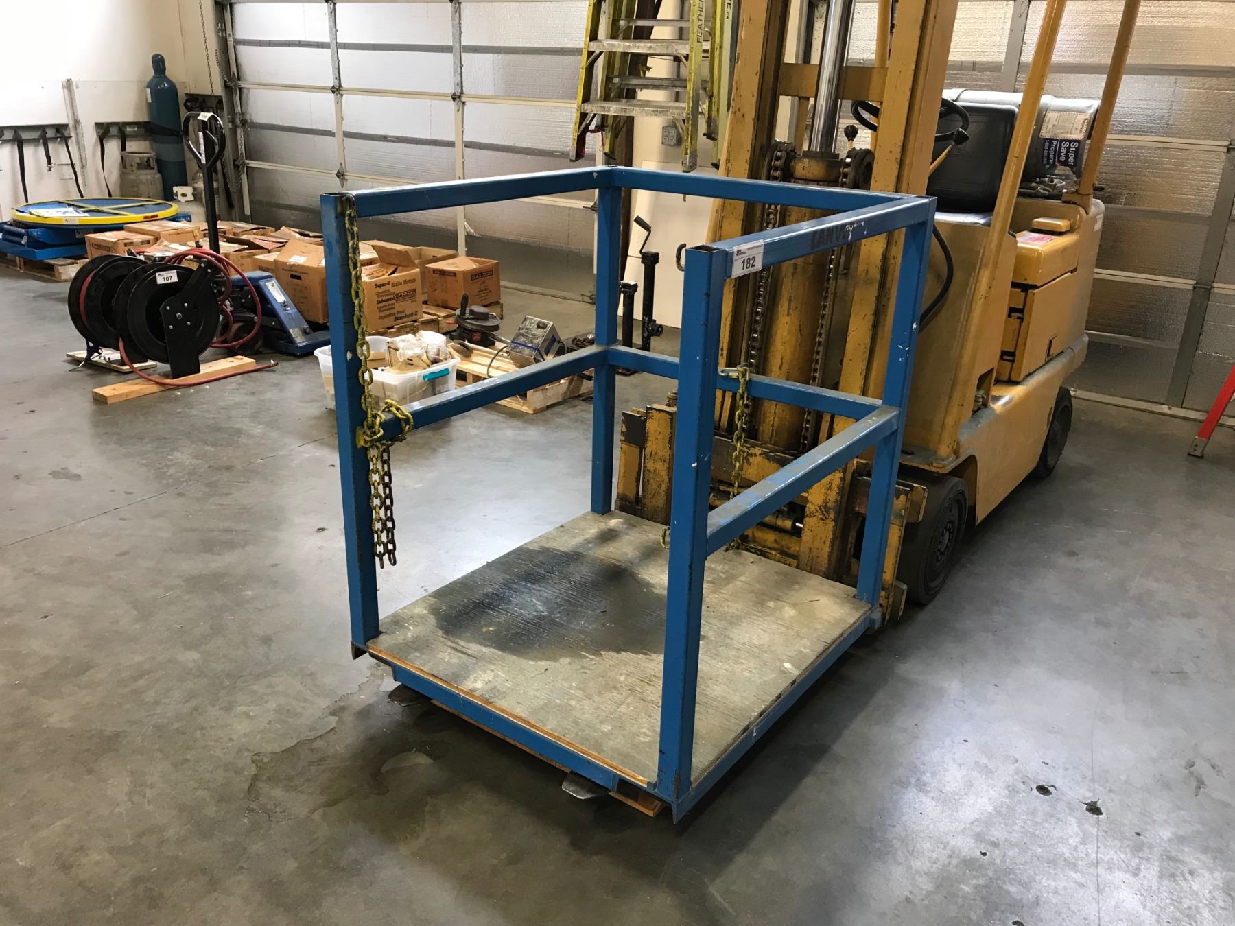 BLUE FORKLIFT MAN CAGE ATTACHMENT