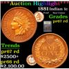Image 1 : ***Auction Highlight*** 1881 Proof Near Cameo Indian Cent 1c Graded Gem++ Proof Red By USCG (fc)