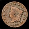 Image 2 : 1821 Rare Date . Coronet Head Large Cent 1c Grades f, fine