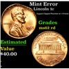 Image 1 : Mint Error Jagged Clipped Planchet at 1 O'clock . Lincoln Cent 1c Grades Select Unc RD