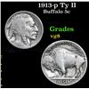 Image 1 : 1913-p Ty II . . Buffalo Nickel 5c Grades vg, very good