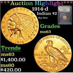 *Auction Highlight* 1914-d Key Date . Gold Indian $2 1/2 Graded Select Unc By USCG (fc)