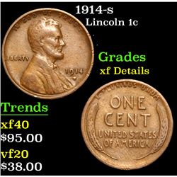 1914-s . . Lincoln Cent 1c Grades xf details