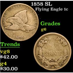 1858 SL . . Flying Eagle Cent 1c Grades g+