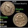 Image 1 : 1831 . . Coronet Head Large Cent 1c Grades vg+