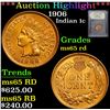Image 1 : ***Auction Highlight*** 1906 . . Indian Cent 1c Graded GEM Unc RD By USCG (fc)