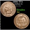 Image 1 : 1886 TY1 Scarce Date . Indian Cent 1c Grades f, fine