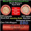 Image 1 : Mixed small cents 1c orig shotgun roll, 1917-s one end, 1899 Indian cent other end