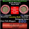 Image 1 : Mixed small cents 1c orig shotgun roll, 1917-s one end, 1897 Indian cent other end