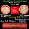 Image 1 : Mixed small cents 1c orig shotgun roll, 1917-s one end, 1897 Indian cent other end