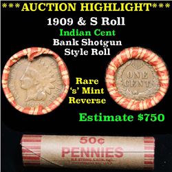 ***Auction Highlight*** Indian 1c Shotgun Roll, 1909 end, KEY date 's' mint on the other, Wow! (fc)