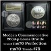 Image 1 : 2009-p Louis Braille Uncirculated . . Modern Commem Dollar $1 Graded ms70, Perfection by USCG