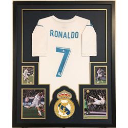 Cristiano Ronaldo Signed Real Madrid 35x43 Custom Framed Jersey (Beckett COA)