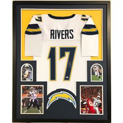 Philip Rivers Signed Los Angeles Chargers 35x43 Custom Framed Jersey (Beckett COA)