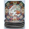 Image 1 : Set of six Imari eight sided plates, with blue, red, an