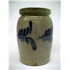 Image 1 : Blue marked stoneware crock; 7" high; cobalt blue decor