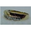 Image 2 : Mans 14k gold and diamond ring is set with nine di