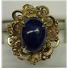 Image 1 : 14k gold and lapis ring; fancy custom yellow gold