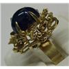 Image 2 : 14k gold and lapis ring; fancy custom yellow gold