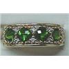 Image 1 : Mans 14k chrome diopsin and diamond ring; four fa