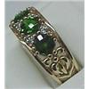 Image 2 : Mans 14k chrome diopsin and diamond ring; four fa