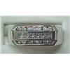 Image 1 : Mans 14k white gold and diamond ring; three rows 
