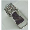 Image 2 : Mans 14k white gold and diamond ring; three rows 