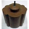 Image 2 : Copper tea caddy; round lid with brass finial; mo