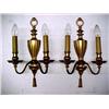 Image 1 : A pair of brass electrified sconces; fluted urn f