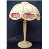 Image 1 : Spelter lamp with slag glass shade; painted spelt