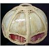 Image 2 : Spelter lamp with slag glass shade; painted spelt