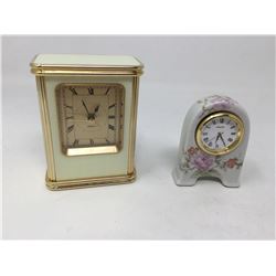 Brass clock and Porcelin Floral and Brass Small Clock