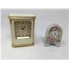 Image 1 : Brass clock and Porcelin Floral and Brass Small Clock