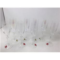Etched Design and Iris Glass Flutes (8 ct)