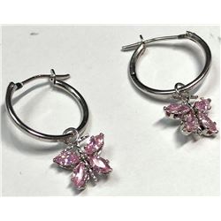 $400 14 KT Gold Pink CZ Earrings