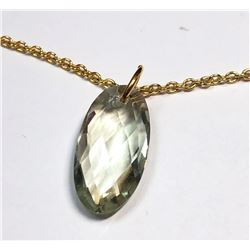 $200 Silver Gold Plated Green Amethyst Necklace (app 5g)
