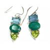 Image 1 : $400 Silver Peridot Aquamarine and Emerald Earrings (app 5g)