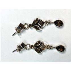 $260 Silver Smoky Quartz Earrings (app 9g)