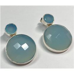$300 Silver Chalcedony Earrings (app 12g)