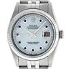 Image 2 : Rolex Mens Stainless Steel Mother Of Pearl Diamond & Sapphire Datejust Wristwatc