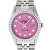 Rolex Mens Stainless Steel Pink Diamond 36MM Datejust Wristwatch