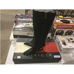 Tommy Hilfiger Black Leather Heels Size 6