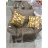 Image 2 : NEW Choco Sofa, Love Seat Set and Sofa Chairw/ Throw Pillows Lot of 3