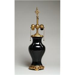 STEUBEN BLACK AMETHYST LAMP BASE