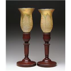 PAIR OF LUSTRE ART CANDLE LAMPS