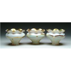 THREE FOSTORIA ART GLASS SHADES